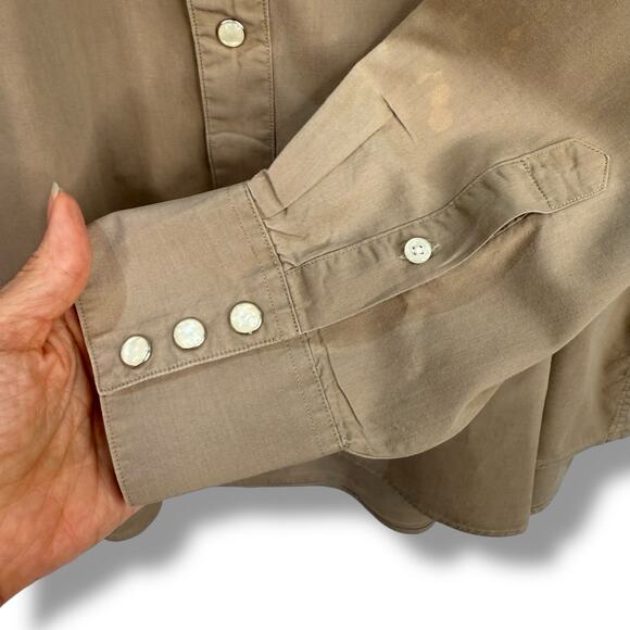 ACORN Bob Goldfeder Mens Pearl Snap Long Sleeve Shirt Embroidered Tan Beige XXL - Picture 7 of 12